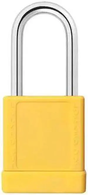 ZORO SELECT 48JT04 Lockout Padlock, Keyed Alike, Aluminum, Yellow, 1 1/2 in
