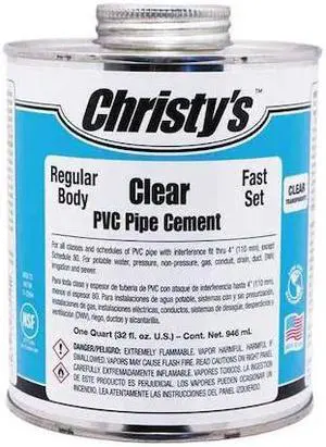 CHRISTY'S RH-RCLV-QT-12 Pipe Cement,Clear,32 oz.