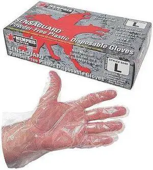MCR SAFETY 5040 Disposable Gloves with Embossed Grip, Polyethylene, Powder