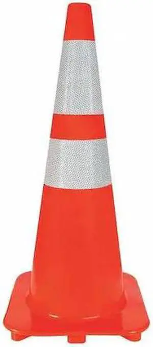 ZORO SELECT 6FGZ5 Traffic Cone, PVC, High-Intensity Prismatic, 28 in Height, 5