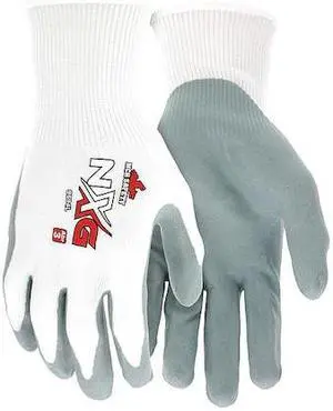 MCR SAFETY 9694L Coated Gloves, Nitrile, Smooth, Palm, 3 Abrasion Level, White,