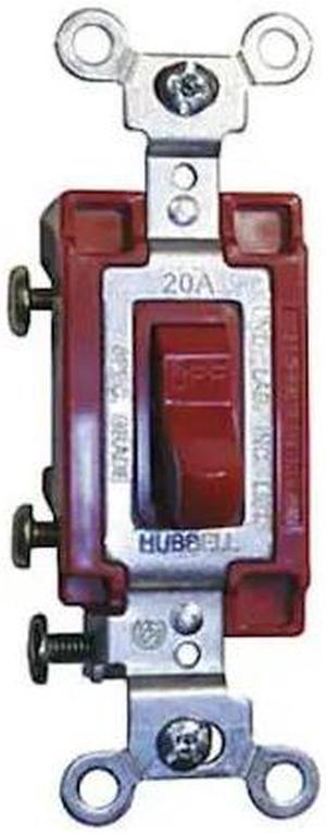 HUBBELL WIRING DEVICE-KELLEMS HBL1224R Wall Switch,4-Way,120/277V,20A,Red,Toggl