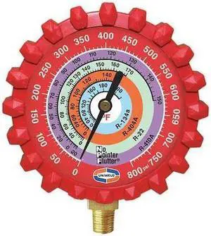 UNIWELD G429ND Refrigerant Gauge,Red,3-1/4" L,800 psi