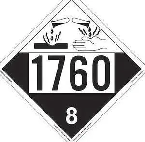LABELMASTER ZRV41760 Corrosive Placard,UN 1760,PK25