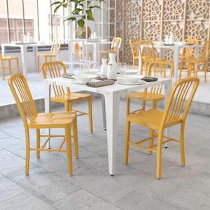FLASH FURNITURE 2-CH-61200-18-YL-GG Yellow Metal Indoor-Outdoor Chair
