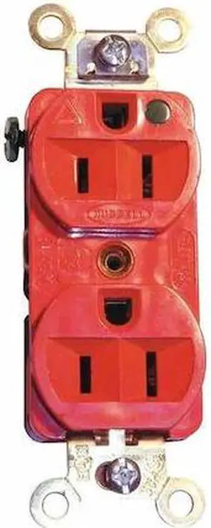 HUBBELL WIRING DEVICE-KELLEMS IG8200R Straight Blade Receptacle, 5-15R, 15 A,