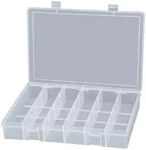 DURHAM MFG LP6-CLEAR Compartment Box with 6 compartments, Plastic, 2 5/16 in H