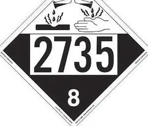 LABELMASTER ZEZ42735 Corrosive Placard,UN 2735,PK25
