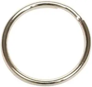ZORO SELECT 1F098 Key Ring, Split, 1 in, Nickel Plated, Pack of 25