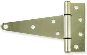 ZORO SELECT 4PB45 Tee Hinge, Steel, 1 13/16 in Leaf W x 4 1/4 in Leaf H, zinc