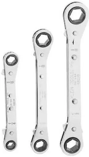 KLEIN TOOLS 68244 Reversible Ratcheting Box Wrench Set, 3-Piece