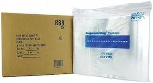 RELOC ZIPPIT R88 Reclosable Bag, 8in.L, 8in.W, 2 mil, PK1000