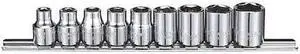 WESTWARD 53PN37 3/8" Drive Socket Set, SAE, 9pcs