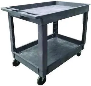 ZORO SELECT 5UTJ2 Polypropylene Utility Cart with Deep Lipped Plastic Shelves,