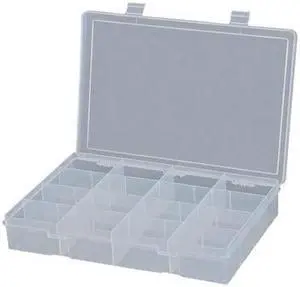 DURHAM MFG LP16-CLEAR Compartment Box with 16 compartments, Plastic, 2-5/16" H DURHAM MFG LP16-CLEAR Compartment Box with 16 compartments, Plastic, 2-5/16" H