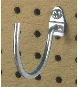 Triton Products 75200 2.25 In. Curved 2 In. I.D. Zinc Plated Steel Pegboard Hook for DuraBoard, 10 Pack