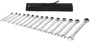 WESTWARD 54DG24 Ratcheting Wrench Set, Metric, 6 mm to 20 mm Head Sizes,