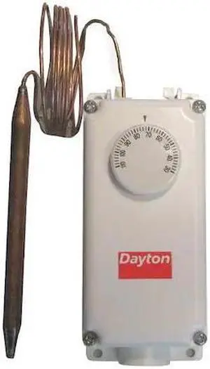DAYTON 2NNR6 Line Volt Mechanical Tstat, Open/Close on Rise, 0 Degrees to 120