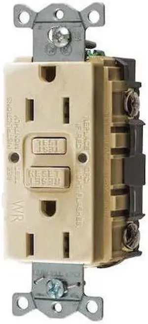 15A Commercial Receptacle, Ivory; Tamper Resistant: No
