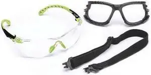 3M S1201SGAF-KT Solus Safety Glasses Kit, Strap, Removable Foam Gasket,