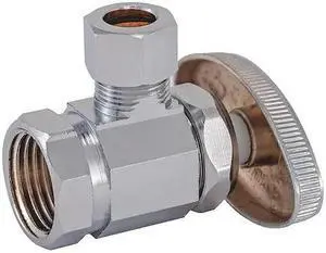 ZORO SELECT 04322LF Supply Stop,2-Way,1/2" Inlet,3/8" Outlet