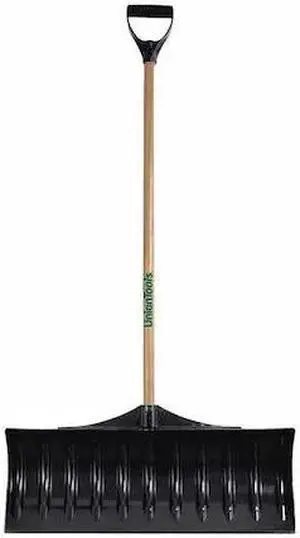 ZORO SELECT 1628600GR Snow Shovel W/ 30 in W Blade, 42 in L Poly/Wood Handle W/