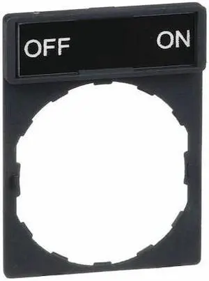 SCHNEIDER ELECTRIC ZBY2367 Legend Plate,Off-On,White/Black and Red
