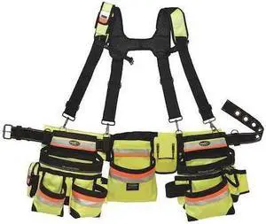 BUCKET BOSS 55185-HVOY Tool Belt, Framer Rig,Hi-Vis,3 Bag, 1680 Heavy Duty Poly