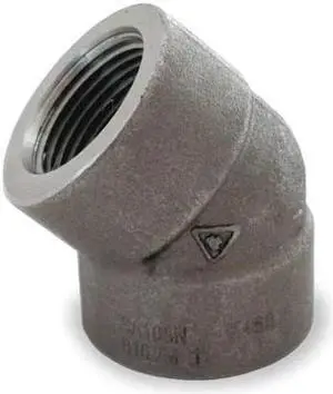 ZORO SELECT 1MMX2 Black Forged Steel 45 Degree Elbow Class 3000