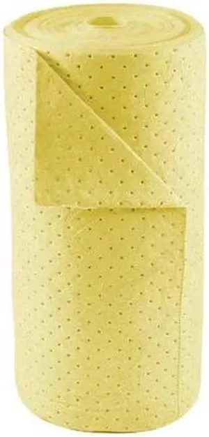 CONDOR 35ZR36 Sorbent Roll, 34 gal, 30 in x 150 ft, Harsh Chemicals, Yellow,
