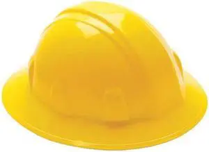 CONDOR 52LD09 Full Brim Hard Hat, Type 1, Class E, Ratchet (4-Point), Yellow