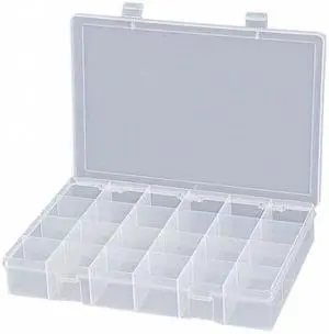 DURHAM MFG LP24-CLEAR Compartment Box with 24 compartments, Plastic, 2-5/16" H