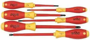 WIHA 32092 Insulated Screwdriver Set, Slotted/Phillips Tip, Alloy Steel with WIHA 32092 Insulated Screwdriver Set, Slotted/Phillips Tip, Alloy Steel with