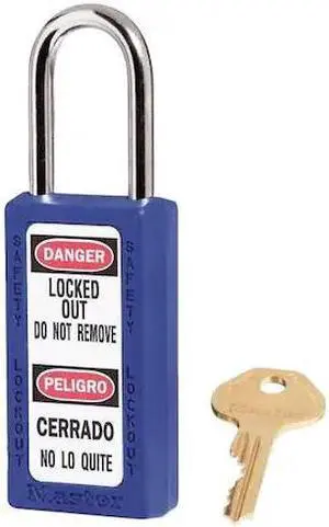 Lockout Padlock, Keyed Alike, Blue, 1/4 In., PK3