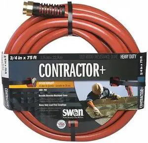 ZORO SELECT CSNCG34075 3/4 in ID x 75 ft L Water Hose, Rubber Tube, Red,