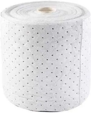 CONDOR 35ZR40 Sorbent Roll, 25 gal, 15 in x 300 ft, Harsh Chemicals, White,