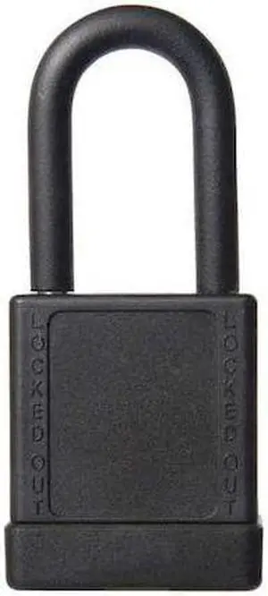 ZORO SELECT 48JT64 Lockout Padlock, Keyed Alike, Aluminum, Black, 1 1/2 in