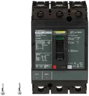 SQUARE D HDL36015 Molded Case Circuit Breaker, POWERPACT H Series, 15A, 3 Pole,
