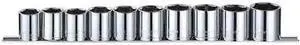 WESTWARD 53PN66 1/2" Drive Socket Set, Metric, 10pcs