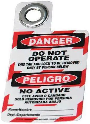 BRADY 105724 Danger Bilingual Tag,3 x 2 In,Met,3/8 In