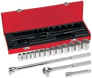 KLEIN TOOLS 65512 1/2" Drive Socket Wrench Set, SAE, 16 pcs