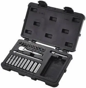 WESTWARD 53PN23 1/4" Drive Socket Set, SAE, 23pcs