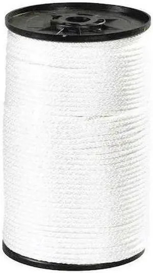 PARTNERS BRAND TWR121 Solid Braided Nylon Rope, 3/8", 2,300 lb, White, 500'/Case