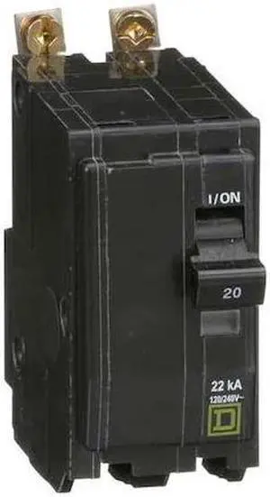 SQUARE D QOB220VH Miniature Circuit Breaker, QO Series, 20A, 2 Pole, 120/240V