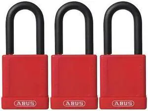 ABUS 74/40 KAX3 RED Lockout Padlock, Keyed Alike, Plastic-Covered Aluminum,