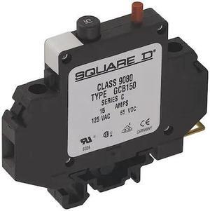 SQUARE D 9080GCB150 Circuit Breaker, 9080GCB Series, 15A, 1 Pole, 250V AC