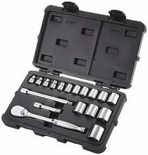 WESTWARD 53PN35 3/8" Drive Socket Set, SAE, 18pcs
