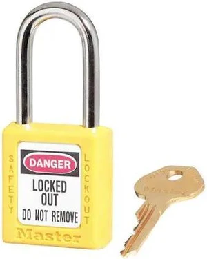 MASTER LOCK 410S6YLW Lockout Padlock, Keyed Different, Thermoplastic, Standard MASTER LOCK 410S6YLW Lockout Padlock, Keyed Different, Thermoplastic, Standard