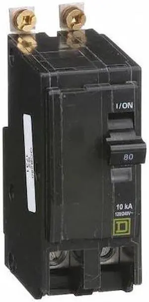 SQUARE D QOB280 Miniature Circuit Breaker, QO Series, 80A, 2 Pole, 120/240V AC,