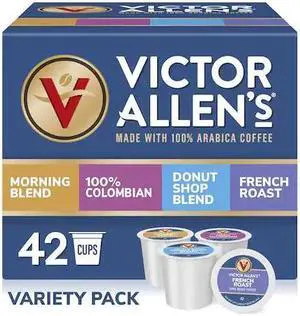 Donut Shop, Morning Blend, 100% Colombian, and French Roast Variety Pack for K-Cup Keurig 2.0 Brewers, 42 Count, Victor Allen’s Coffee Single Serve Coffee Pod